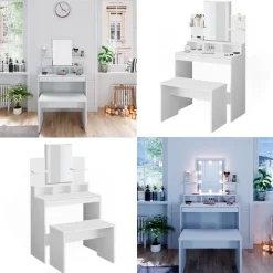 Schminktisch Ania Weiß 80 cm mit Bank Vicco