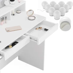 Schminktisch Ania Weiß 80 cm mit LED Beleuchtung Vicco