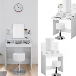 Schminktisch Ania Weiß 80 cm mit Hocker Vicco