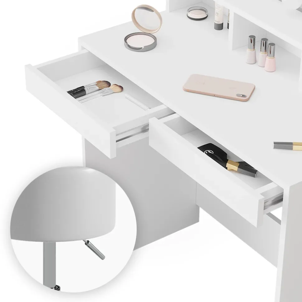 Schminktisch Ania Weiß 80 cm mit Hocker Vicco
