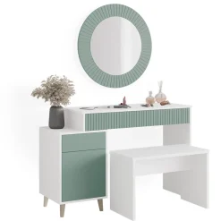 Schminktisch Arles Grün 120 cm mit Bank Vicco