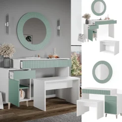 Schminktisch Arles Grün 120 cm mit Bank Vicco
