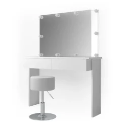 Schminktisch Azur Weiß 120 cm mit LED Beleuchtung und Hocker Vicco