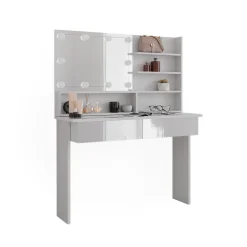 Schminktisch Azur Weiß 120 cm mit LED Beleuchtung Vicco