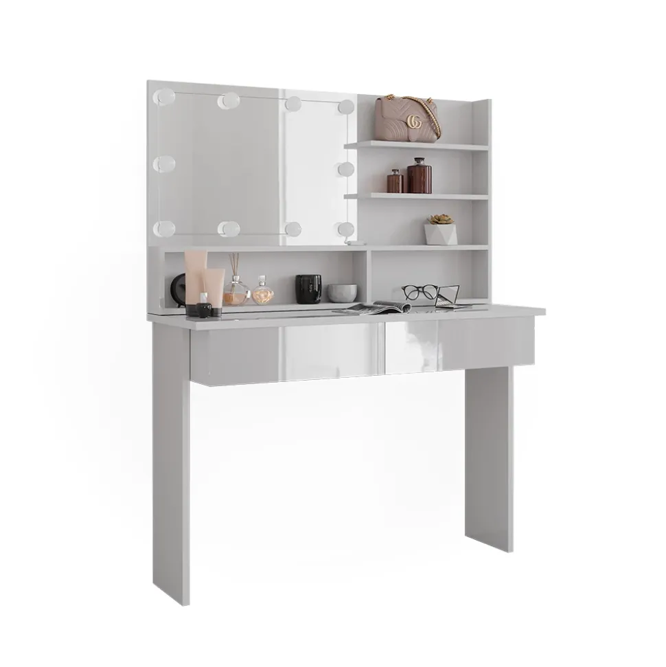 Schminktisch Azur Weiß 120 cm mit LED Beleuchtung Vicco