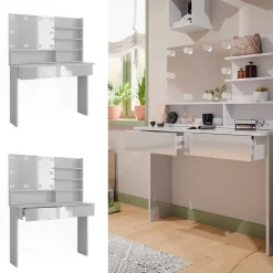 Schminktisch Azur Weiß 120 cm mit LED Beleuchtung Vicco