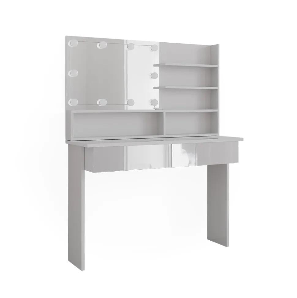 Schminktisch Azur Weiß 120 cm mit LED Beleuchtung Vicco