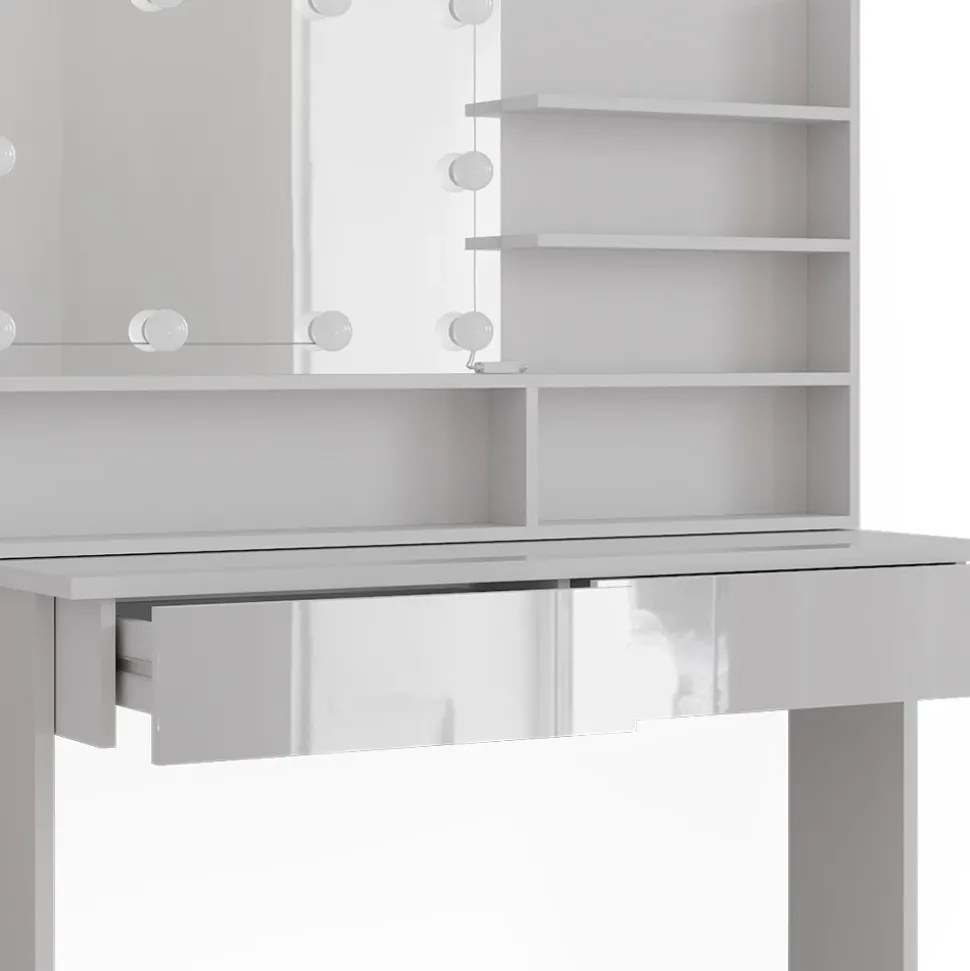 Schminktisch Azur Weiß 120 cm mit LED Beleuchtung Vicco