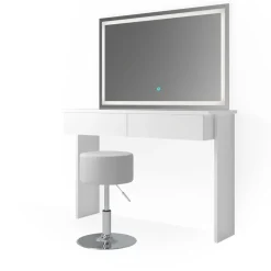 Schminktisch Azur Weiß 120 cm mit LED-Spiegel und Hocker Vicco