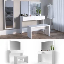 Schminktisch Azur Weiß 120 cm mit Bank Vicco