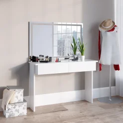 Schminktisch Azur Weiß 120 cm mit LED-Spiegel Vicco