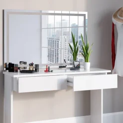 Schminktisch Azur Weiß 120 cm mit LED-Spiegel Vicco