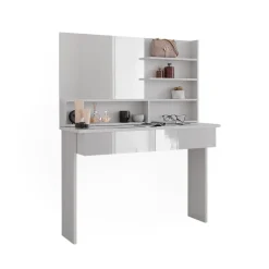 Schminktisch Azur Weiß 120 cm mit Spiegelregal Vicco