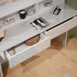 Schminktisch Azur Weiß 120 cm mit Spiegelregal Vicco