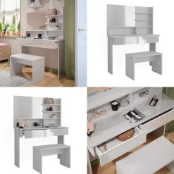 Schminktisch Azur Weiß 120 cm mit Bank Vicco