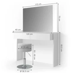 Schminktisch Azur Weiß 120 cm mit Hocker Vicco
