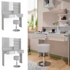 Schminktisch Azur Weiß 120 cm mit Hocker Vicco
