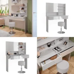 Schminktisch Azur Weiß 120 cm mit Hocker Vicco