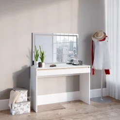 Schminktisch Emma Weiß 120 cm mit LED-Spiegel Vicco