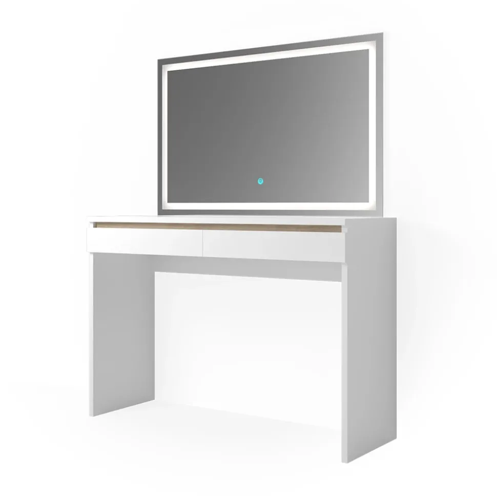 Schminktisch Emma Weiß 120 cm mit LED-Spiegel Vicco