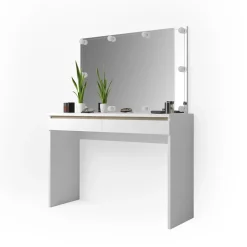 Schminktisch Emma Weiß 120 cm mit LED Beleuchtung Vicco