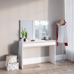 Schminktisch Emma Weiß 120 cm mit LED Beleuchtung Vicco