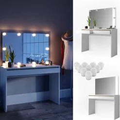 Schminktisch Emma Weiß 120 cm mit LED Beleuchtung Vicco