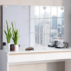 Schminktisch Emma Weiß 120 cm mit LED Beleuchtung Vicco