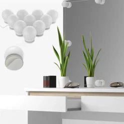 Schminktisch Emma Weiß 120 cm mit LED Beleuchtung Vicco