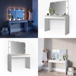 Schminktisch Emma Weiß 120 cm mit LED Beleuchtung Vicco