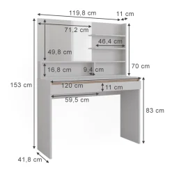 Schminktisch Emma Weiß 120 cm mit Spiegelregal Vicco