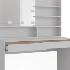 Schminktisch Emma Weiß 120 cm mit Spiegelregal und LED-Beleuchtung Vicco