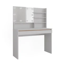 Schminktisch Emma Weiß 120 cm mit Spiegelregal und LED-Beleuchtung Vicco