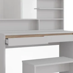 Schminktisch Emma Weiß 120 cm mit Spiegelregal & Bank Vicco