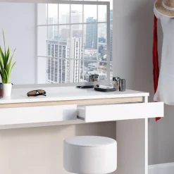 Schminktisch Emma Weiß 120 cm mit LED-Spiegel und Hocker Vicco