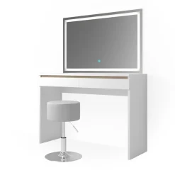 Schminktisch Emma Weiß 120 cm mit LED-Spiegel und Hocker Vicco