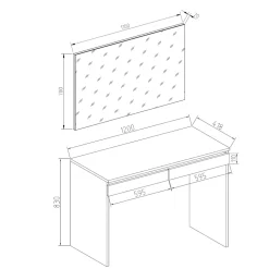 Schminktisch Emma Weiß 120 cm Vicco