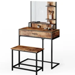 Schminktisch Fyrk Antikholz 80 cm mit Stuhl Vicco