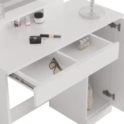 Schminktisch Julia Weiß 90 cm mit LED-Spiegel und Hocker Vicco