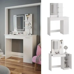 Schminktisch Julia Weiß 90 cm mit LED-Spiegel Vicco