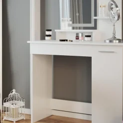 Schminktisch Julia Weiß 90 cm mit LED-Spiegel Vicco