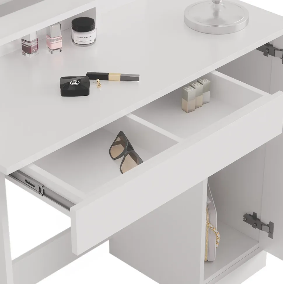 Schminktisch Julia Weiß 90 cm mit LED-Spiegel Vicco