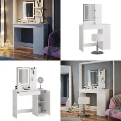 Schminktisch Julia Weiß 90 cm mit LED-Spiegel Vicco