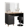 Schminktisch Karen Anthrazit/Artisan 110 cm mit Hocker und LED-Spiegel Vicco