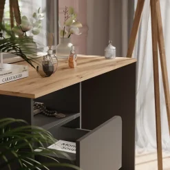 Schminktisch Karen Anthrazit/Artisan 110 cm mit LED-Spiegel Vicco