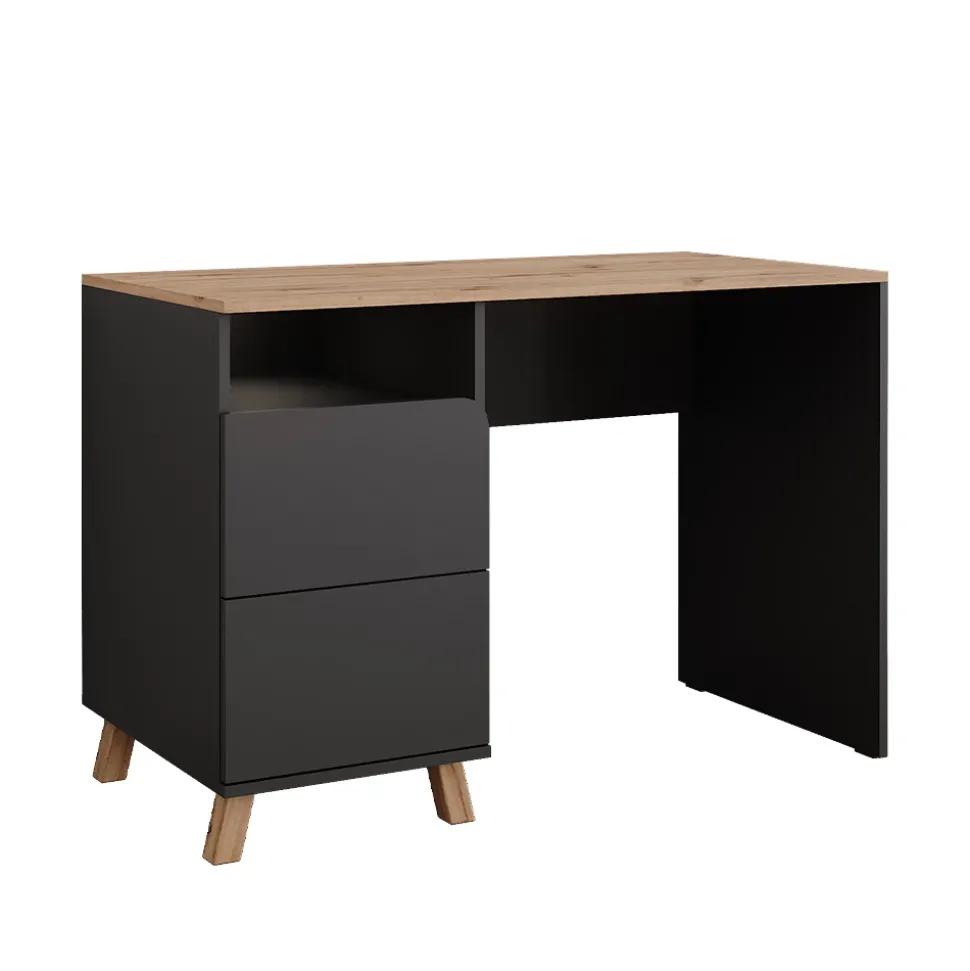 Schminktisch Karen Anthrazit/Artisan 110 cm mit Schubladen Vicco