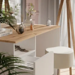 Schminktisch Karen Weiß/Artisan 110 cm mit Hocker Vicco