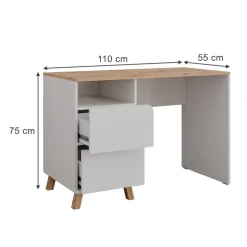 Schminktisch Karen Weiß/Artisan 110 cm mit Schubladen Vicco