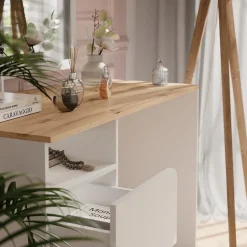 Schminktisch Karen Weiß/Artisan 110 cm mit Schubladen Vicco