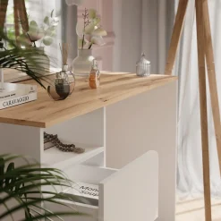 Schminktisch Karen Weiß/Artisan 110 cm mit LED-Lichterkette Vicco